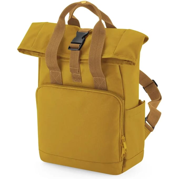 Recycled Mini Twin Handle Roll-Top Backpack BagBase Junior - 9 Liter Mustard