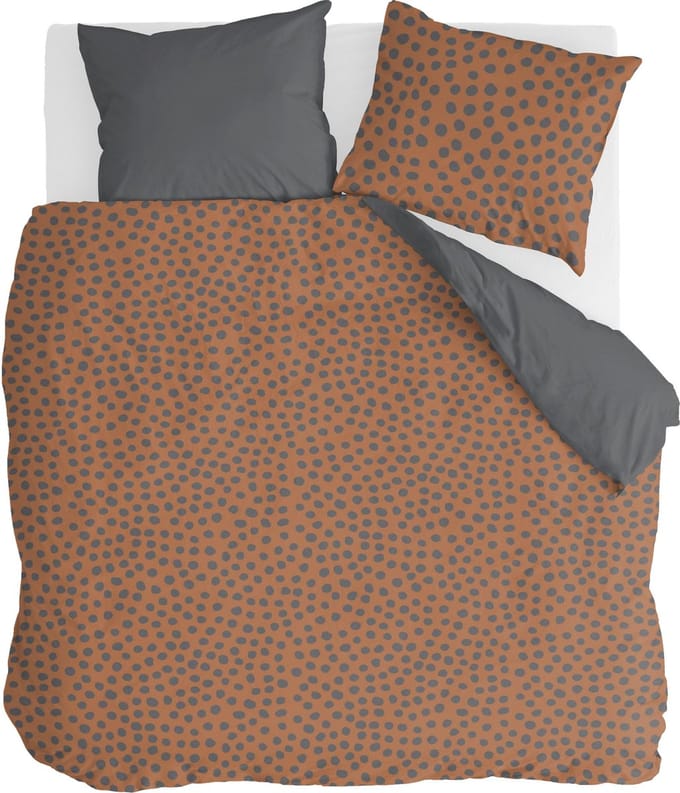 Walra Dekbedovertrek Spots & Dots - 240x220 - 100% Katoen - Cognac