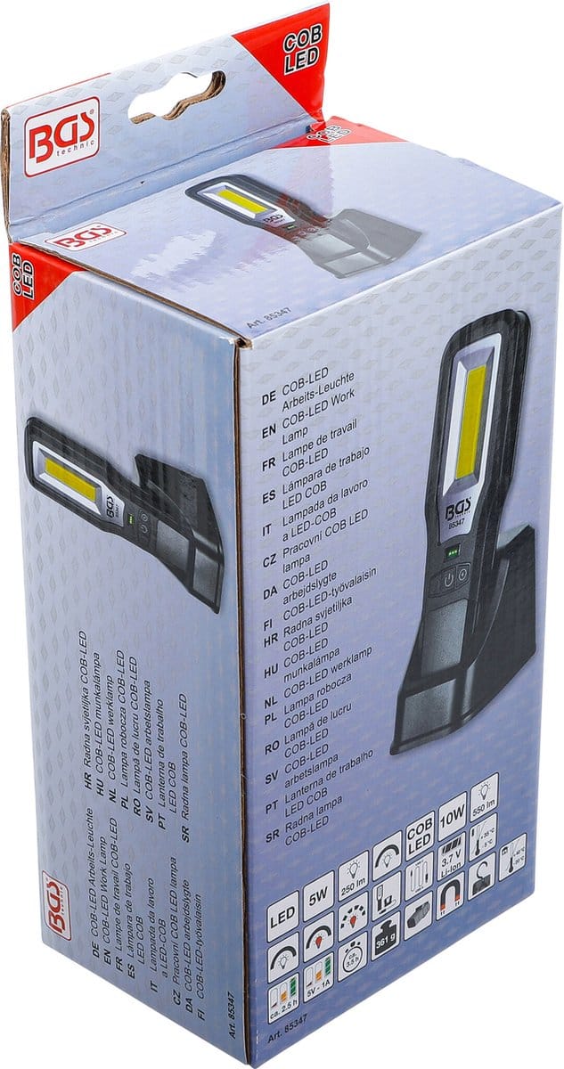 BGS COB-LED werklamp uitklapbaar met oplaadstation
