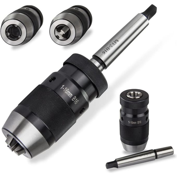 B16 116mm Stalen Zelfspannende Sleutelloze Boorkop + MT2B16 Opname voor Draaibank Boor MK2 zwart