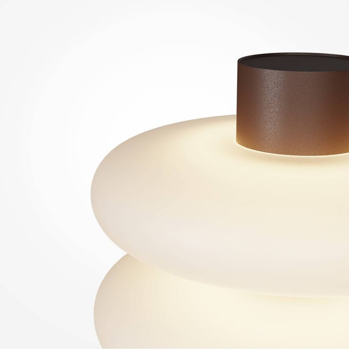 Maytoni LED tafellamp Nuvem, bruin, opaalglas, hoogte 55 cm
