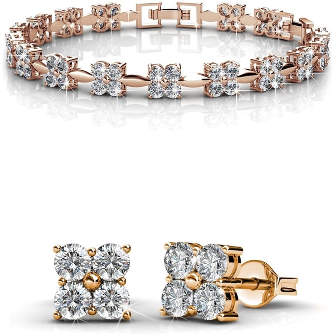 Sweet Square Sets - Roségoud en kristal