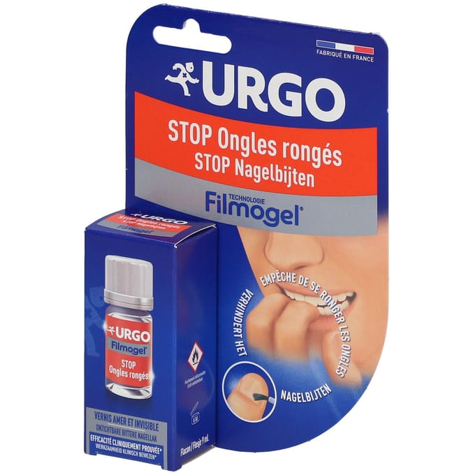 URGO STOP Nagelbijten - Zeer bittere onzichtbare nagellak - Tegen nagelbijten en duimzuigen - Versterkt nagels met Vitamine E - Vanaf 3 jaar - 9 ml