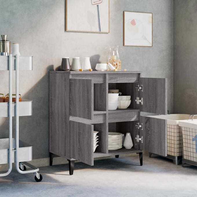 vidaXL - Dressoir - 60x35x70 - cm - bewerkt - hout - grijs - sonoma - eikenkleurig