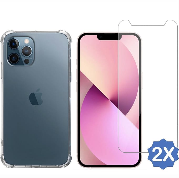 Geschikt voor iPhone 13 Pro Hoesje - Beschermhoes Transparant - 2x Screenprotector