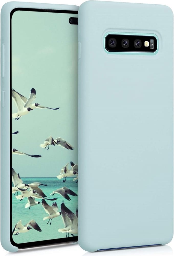Solid hoesje Geschikt voor: Samsung Galaxy S10 Plus Soft Touch Liquid Silicone Flexible TPU Rubber - Mist blauw