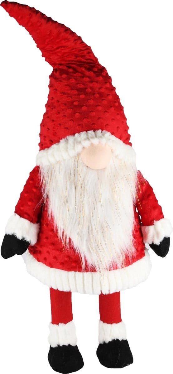 Dekoratief | Bibberpop gnoom, rood/wit, textiel, 33x27x92cm | A235492