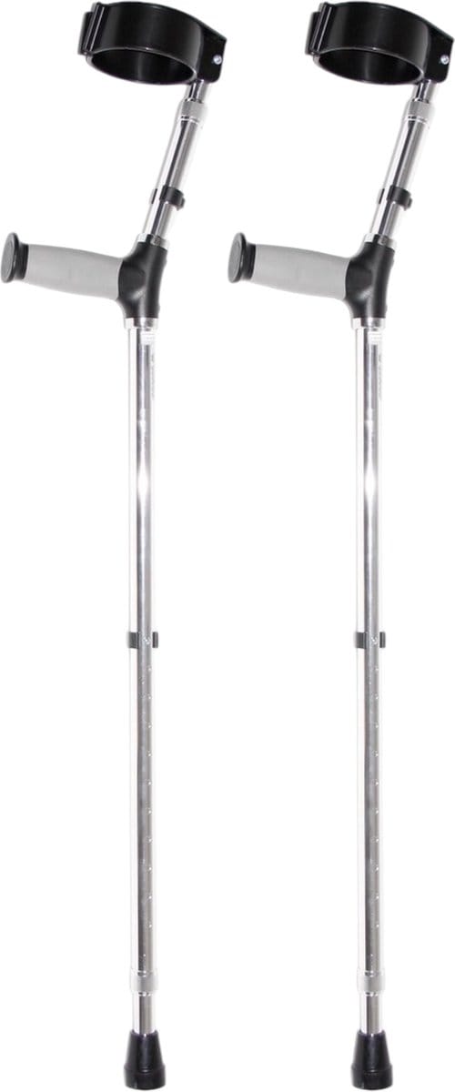 Elleboogkruk soft touch handgreep - Paar - Zilver