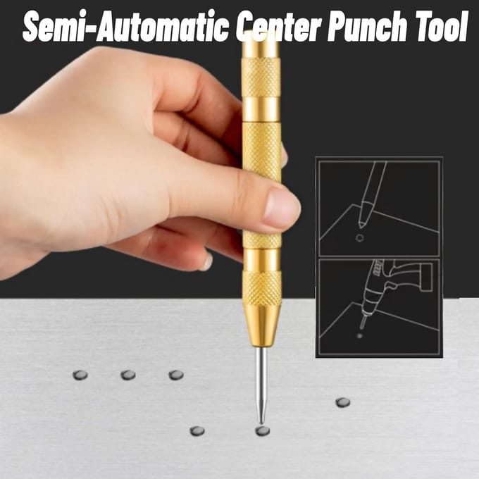 Center punch - HSS naald, messing handvat semi-automatisch