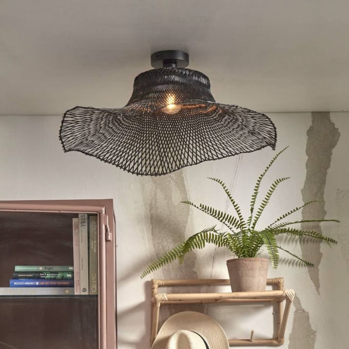 GOOD&MOJO Plafonniere Ibiza - Bamboe Zwart - 65x65x20cm - Bohemian