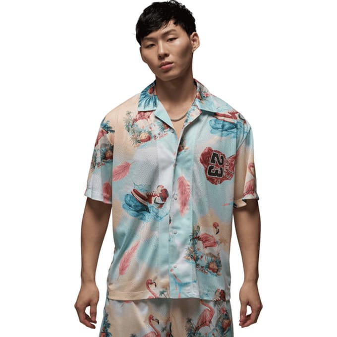 Jordan Essentials Printed Camp Shirt Beige K133