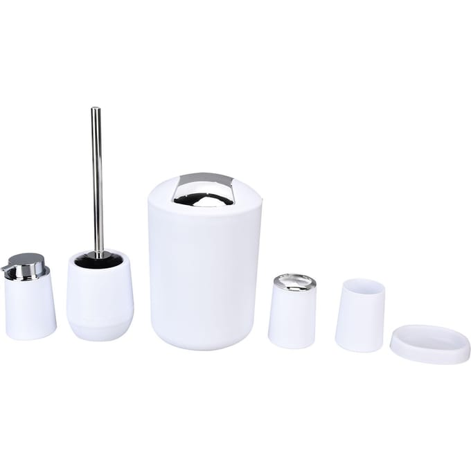 6-delige/set Badkameraccessoireset Elektroplating Tandenborstelhouder Prullenbak Kit voor ThuisWit wit