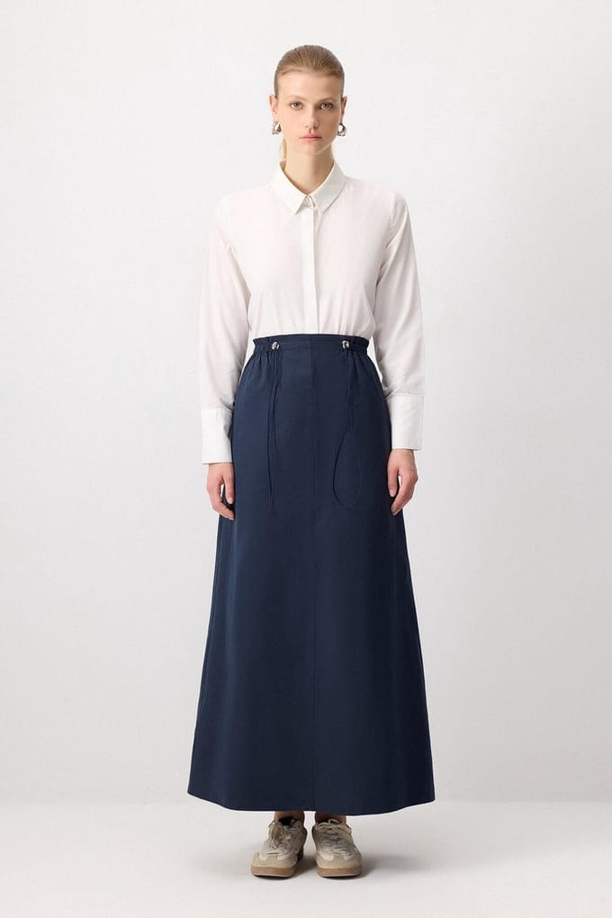 Touché Privé - Geweven rok met elastische taille - Marine - Dames