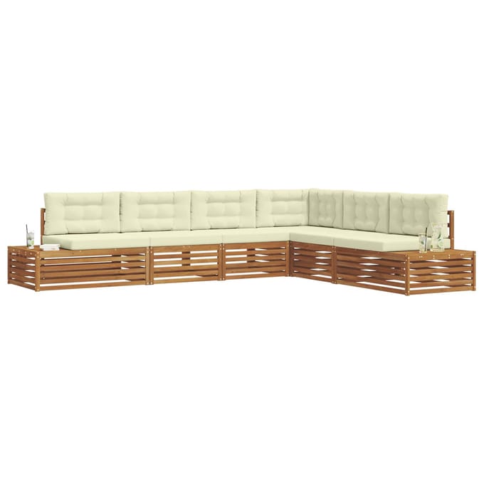 vidaXL - 7 - st - Buiten - bank - set - Massief - Acacia - Hout - en - Polyester