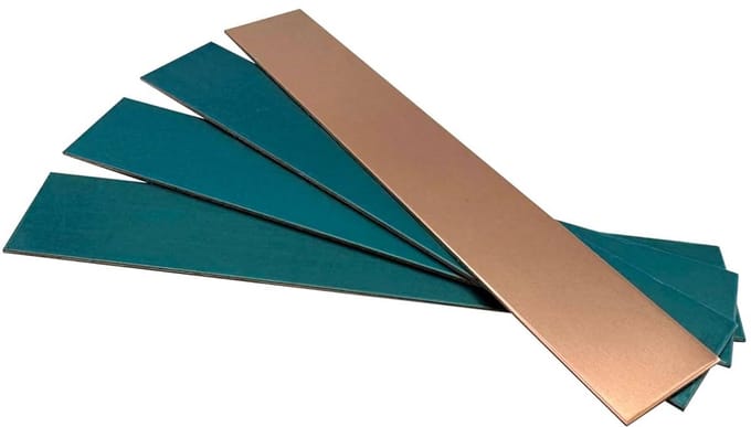 Set van 4 Koperen Platen 1x25x150mm voor Hobby en Sieraden