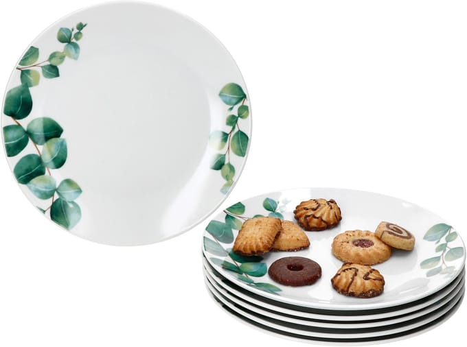 MamboCat MamboCat Set van 6 taart dessertborden 20,3cm eucalyptus wit