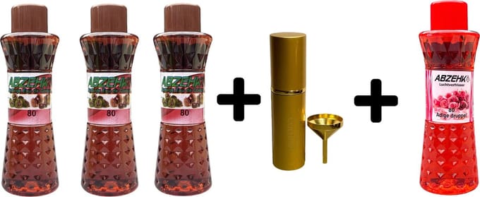 Abzehk Eau de Cologne Kastanje 400ml 3x + Parfumverstuiver 1x + Eau de Cologne Adige Druppel 400ml 1x