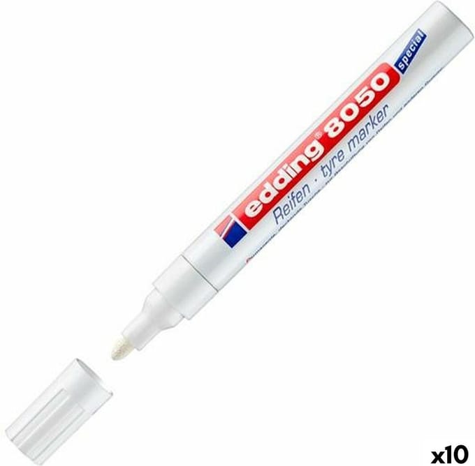 Permanente markeerstift Edding E-8050 Tyre Marker Wit (10 Stuks)