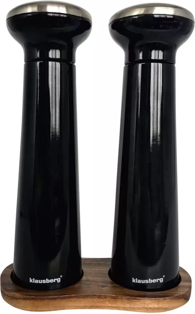 Klausberg 7705 - Peper en zout molen - zwart - glans - 23.8 cm