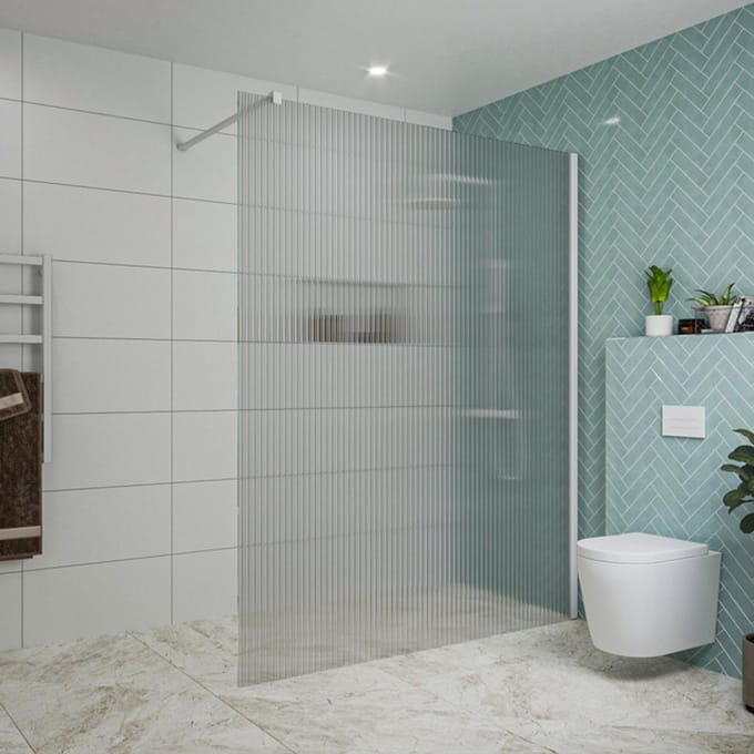 FugaFlow Eccelente Vetro inloopdouche badkamer - 160x200cm - ribbelglas - wandarm - mat wit