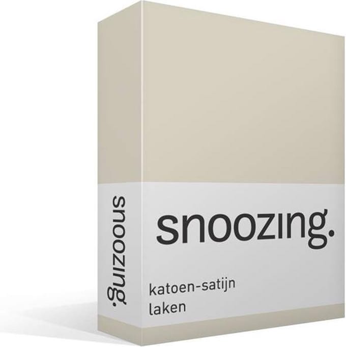 Snoozing - Katoen-satijn - Laken - Eenpersoons - 150x260 cm - Ivoor