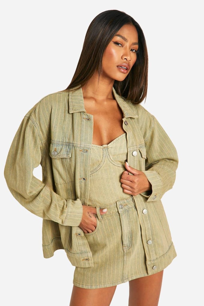 boohoo Dames Tinted Wash Denim Mini Rok | Vintage Was | Maat: 42