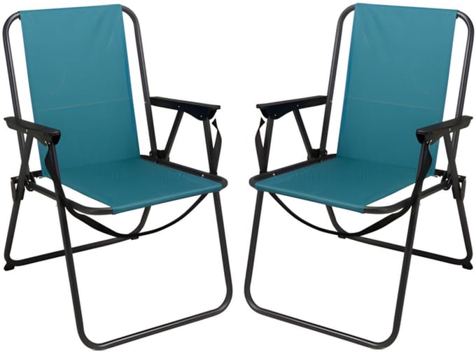 Redcliffs Klapstoel unica - 2x - blauw - voor kinderen - 75 x 38 cm - metaal/polyester - campingstoel / tuinstoel
