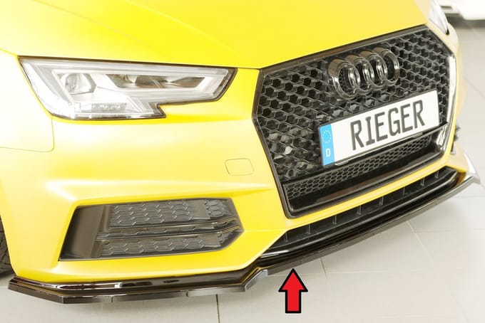 RIEGER - PERFORMANCE FRONT SPOILER LIP - AUDI A4 B9 / S4 B9 2015-2018 - GLOSS BLACK