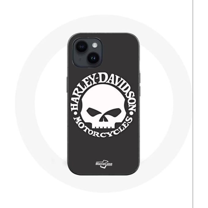 Coque pour Iphone 14 - Harley Davidson - Tête de mort - Souple - Noir - Mixte