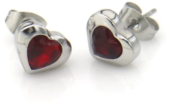 Oorbellen hart kristal studs - RVS - 8 mm – valentijn – cadeau