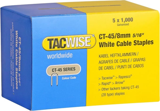 Kabel nieten - U nietjes - Kabels vastzetten - Dunne draad - 8 mm - Wit