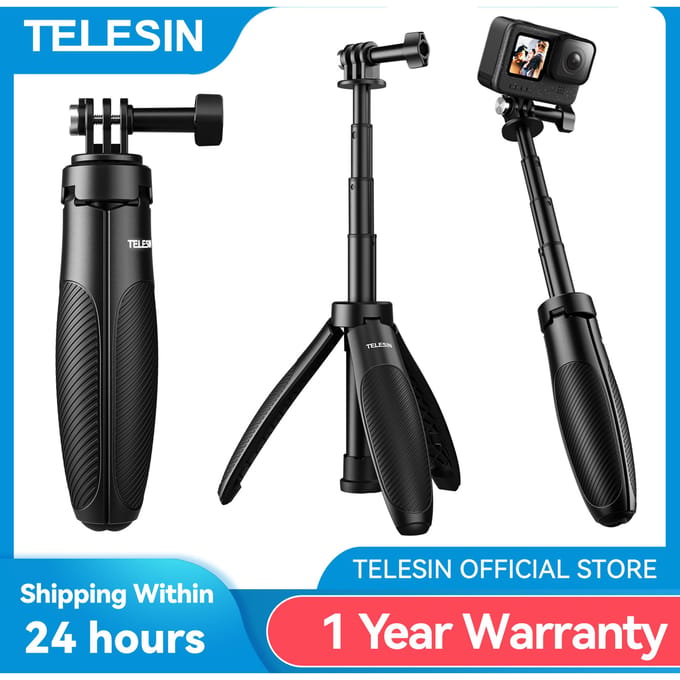 TELESIN Mini Quick Release Selfie Stick Statief Draagbare Verstelbare Lengte voor GoPro Insta360 DJI Osmo Action Action Camera Quick release