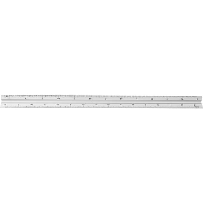Règle triangulaire de 30 cm, alliage d'aluminium, multifonctionnelle, pour l'ingénierie white