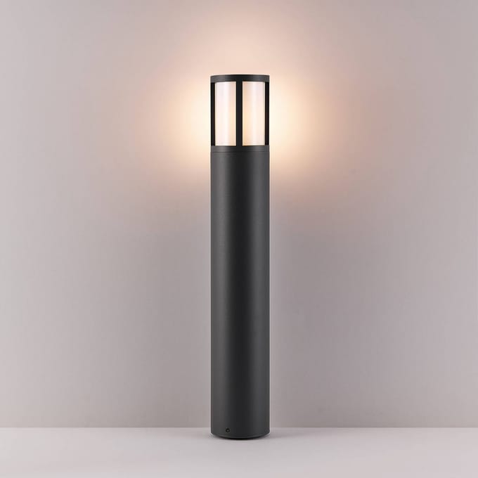 Deko-Light Tuinpadverlichting Facado II, hoogte 65 cm, rond, donkergrijs/opaal