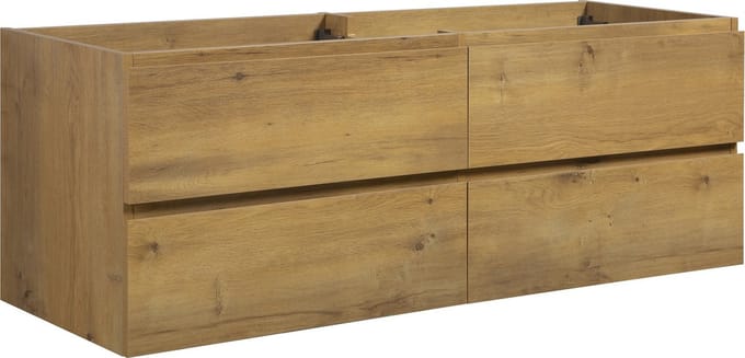 Badplaats Wastafelkast Angela 140 x 48 cm – Eiken – Hangend Wastafelmeubel Met Lades