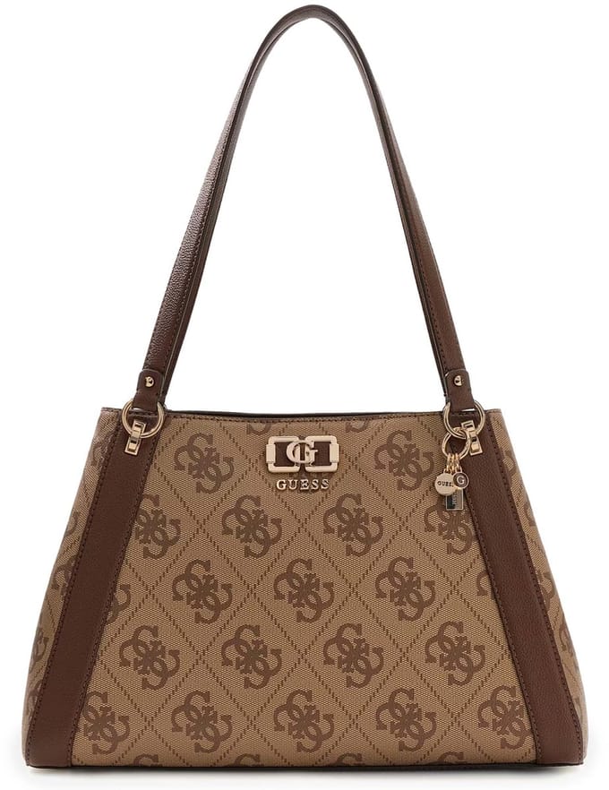 GUESS schoudertas Karnilla Logo Girlfriend Carryall Latte Logo / Brown Lichtbruin