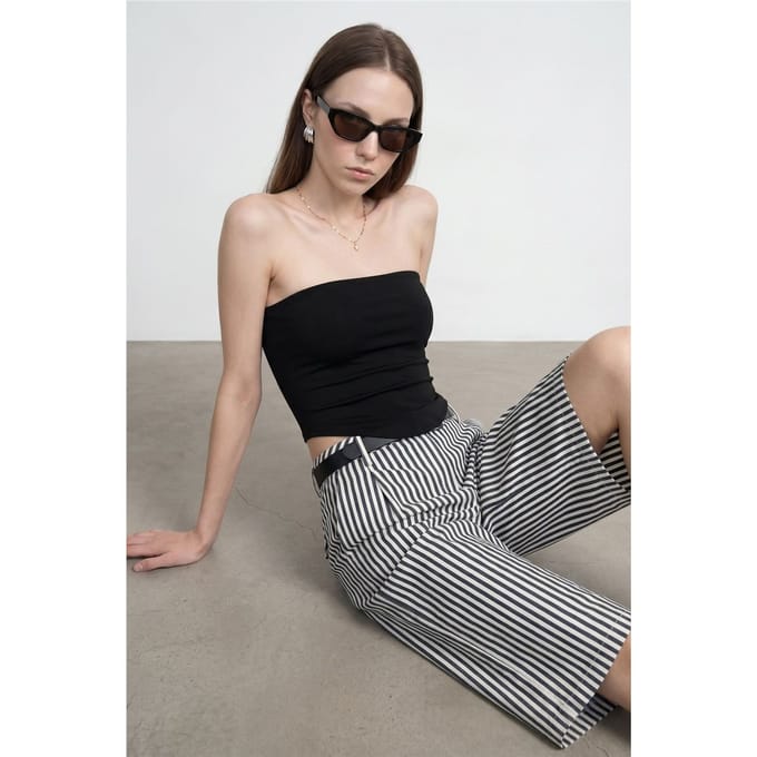 Dames Strapless Crop Bandeau Top