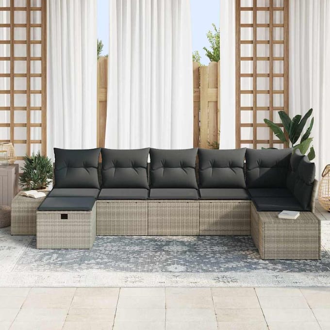 vidaXL - Bankstel - 8 - st - poly - rattan