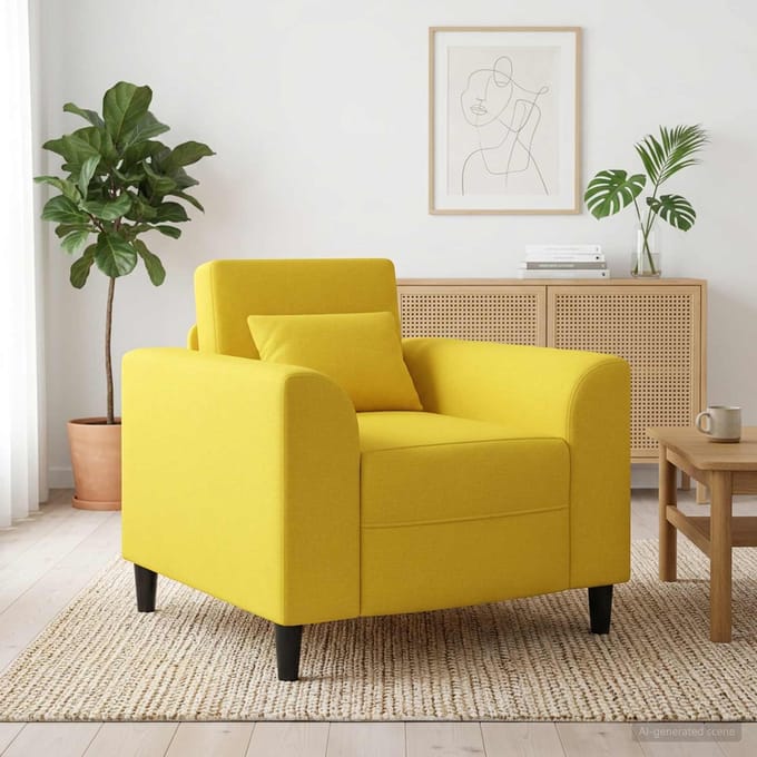 vidaXL - Fauteuil - Licht - Geel - Stof