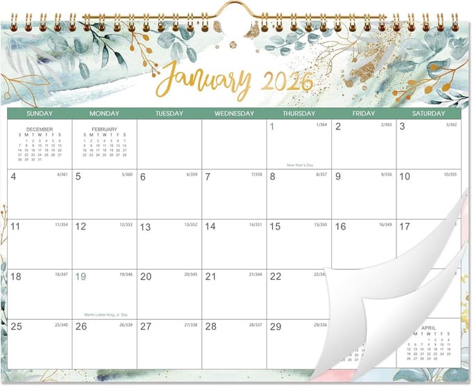 2025-2026 Wandkalender-2025 kalender van juli 2025 - december 2026, bloemendesign, wandhanger