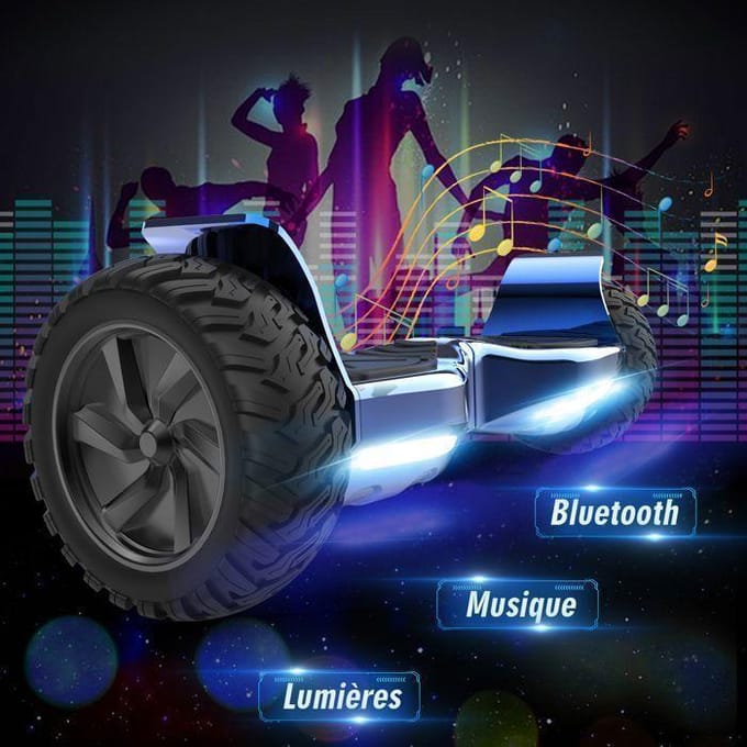 Hoverboard RCB 8.5 Pouces Scooter électrique Tout Terrain Gyropode Hummer Bluetooth LED + Hoverkart Karting Réglable Bleu bleu