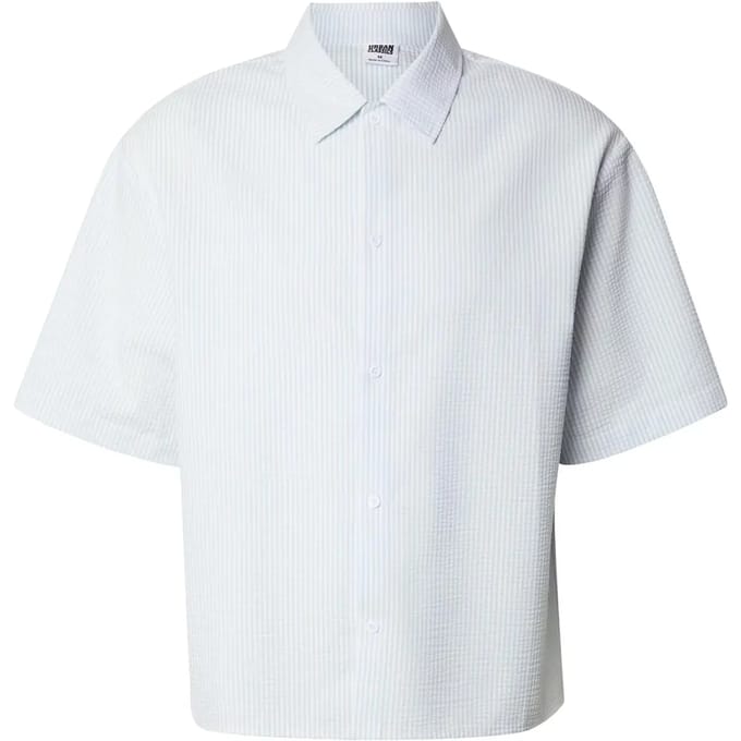 Urban Classics - Seersucker Short Sleeve Overhemd - S - Blauw/Wit