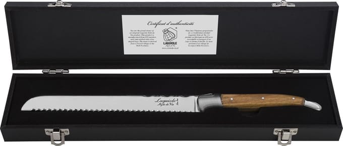 Laguiole Style de Vie Broodmes Luxury Line - in giftbox - Olijfhout