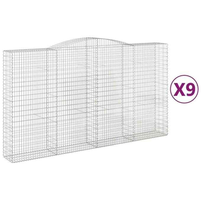vidaXL - Schanskorven - 9 - st - gewelfd - 400x50x220/240 - cm - ijzer