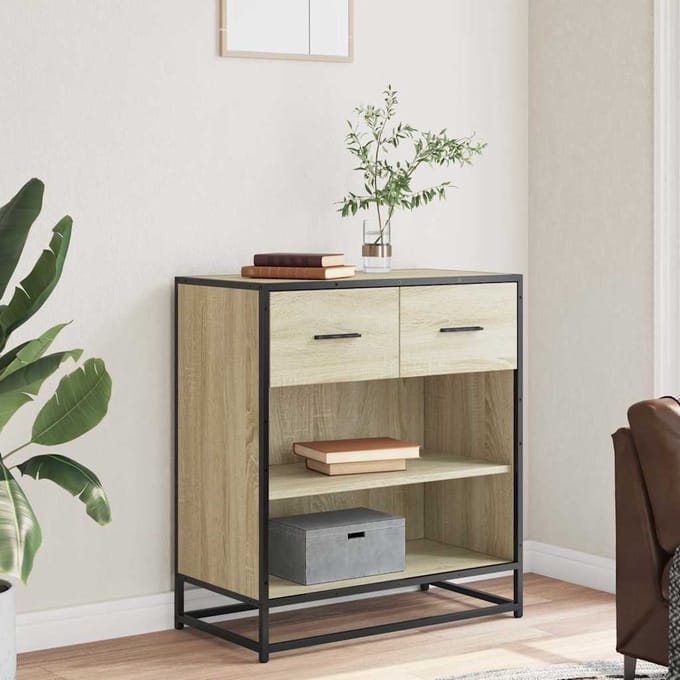 vidaXL - Dressoir - 68x35x76 - cm - bewerkt - hout - sonoma - eikenkleurig