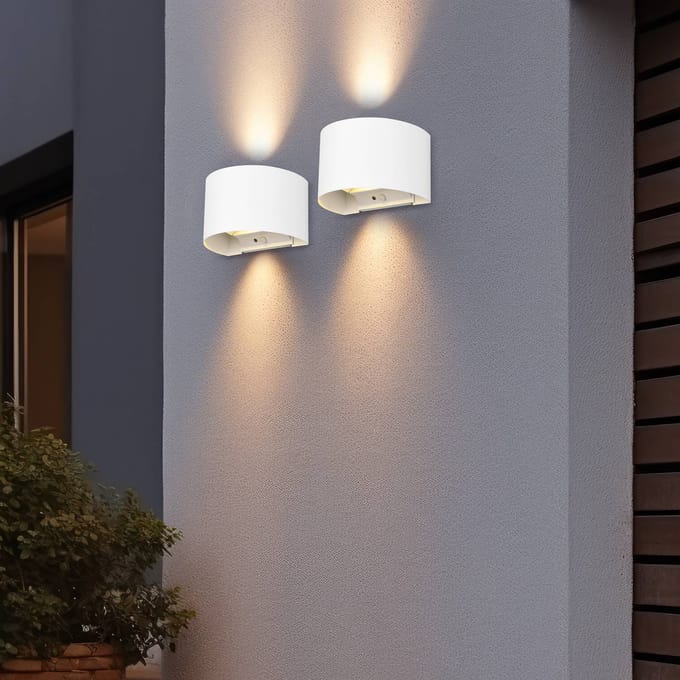 REALITY TALENT - Wandlamp - Wit mat - incl. 2x SMD 1W - Oplaadbaar - Draadloos - Beweginssensor - Schemeringssensor - Accuvoeding - Buitenverlichting - IP44