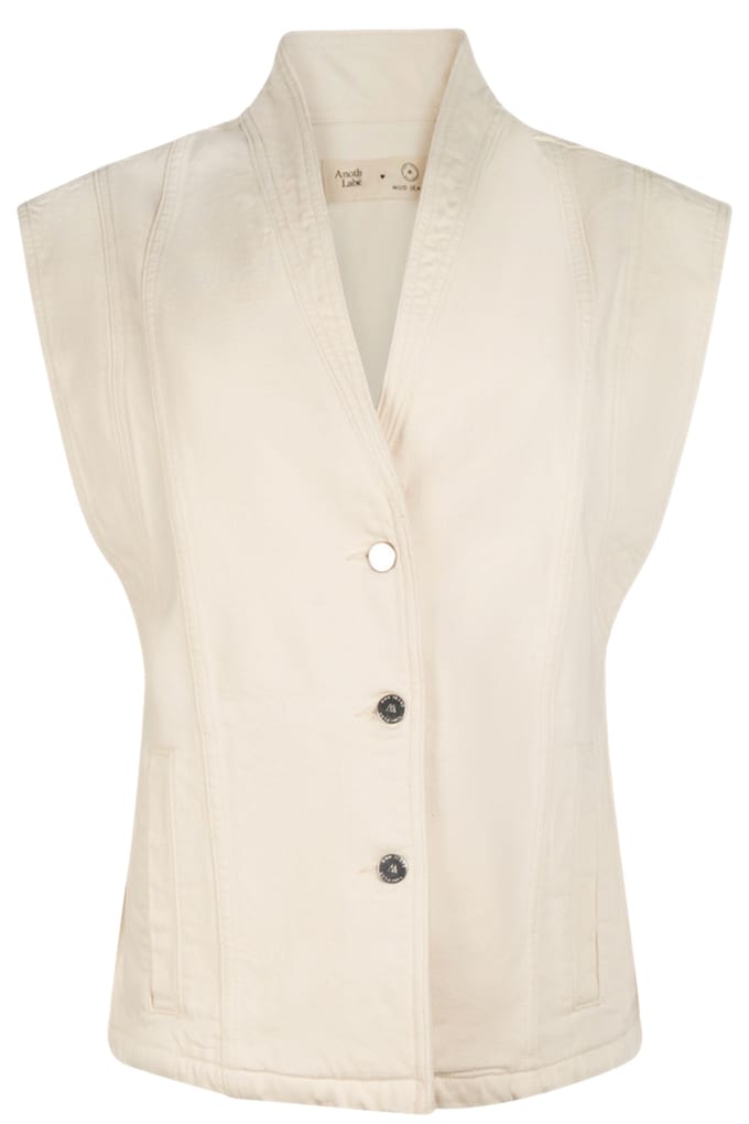 Another Label Unni Denim Vest Natural Denim Maat: S | Gilets Outlet | Dames | Beige