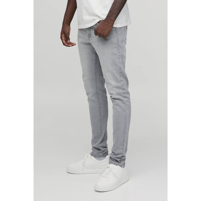 Essential Skinny Fit Stretch Washed Jeans | Grey | Size 56R