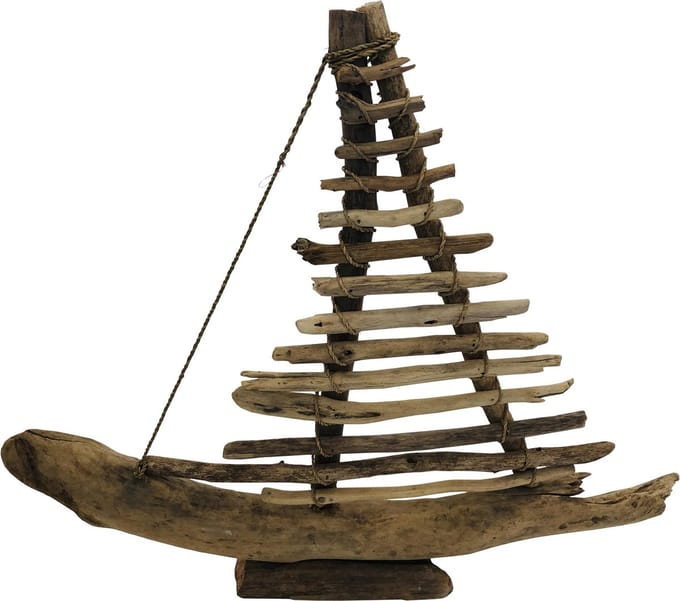 Drijfhouten Boot | boat driftwood sail | 40 | naturel
