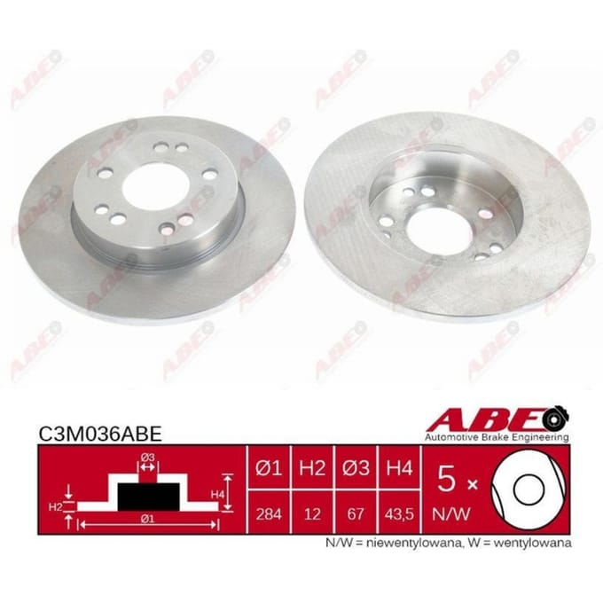 Remschijf ABE C3M036 voorkant, compleet, 1 Stuk